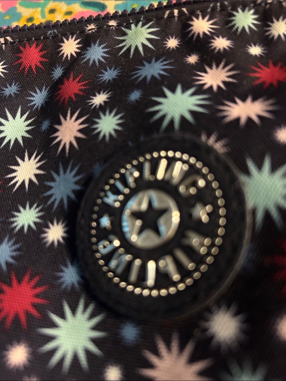 Kipling Navy Crossbody with Multicolor Starburst Print - Picture 2 of 8